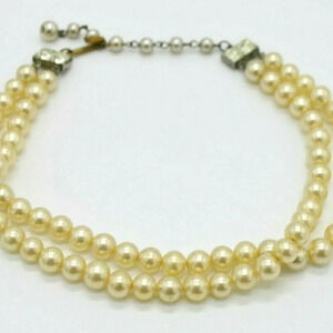 Champagne Faux Glass Pearl Dual Strand Choker